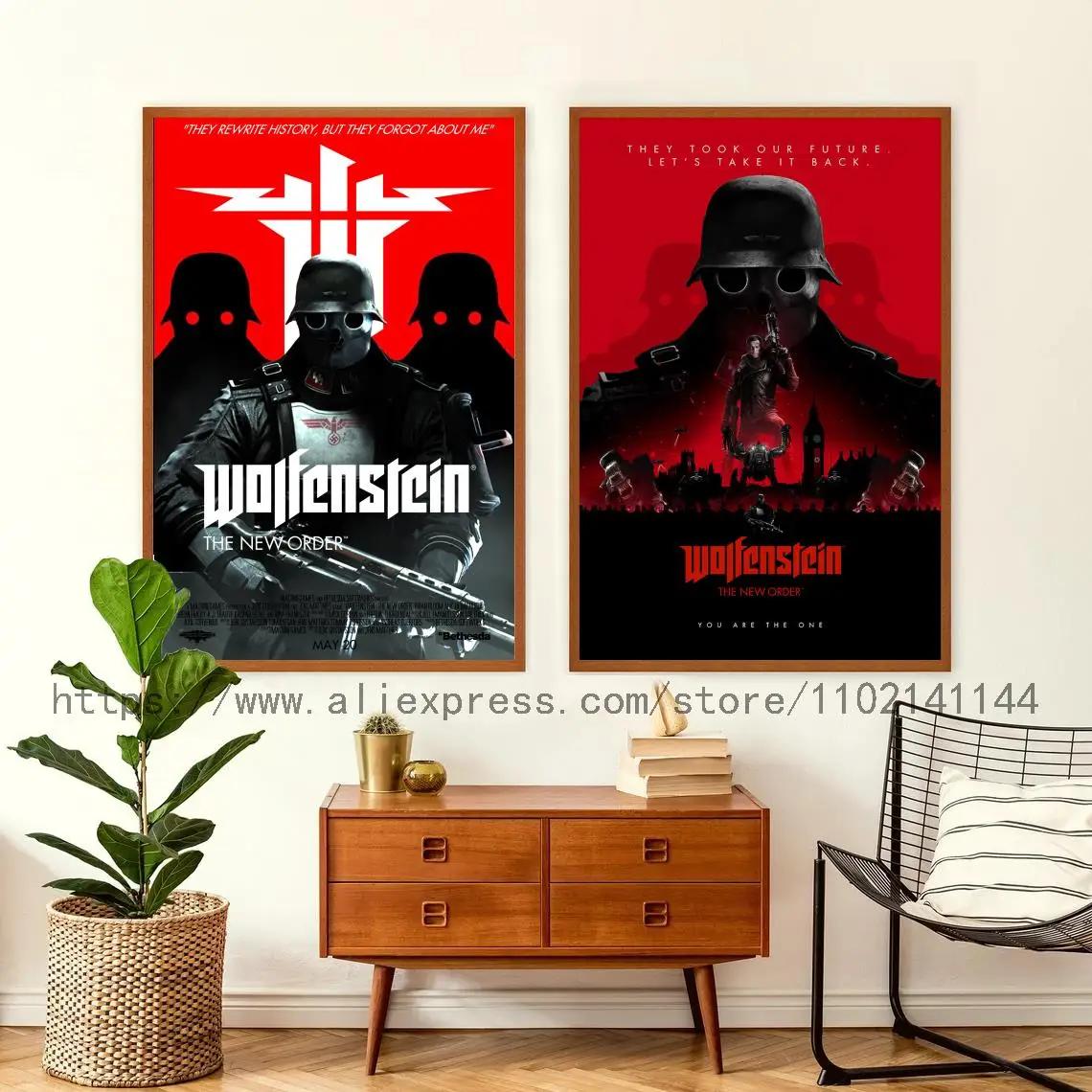 Wolfenstein II 새로운 거상 비디오 게임 장식 아트 벽 아트, 맞춤형 선물, 현대 가족 침실 장식 캔버스 포스터